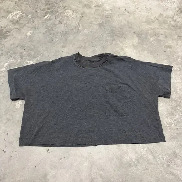 Lululemon Athletics Crop Top Front Pocket Charcoal Gray Activewear Size L Basic - Picture 1 of 5